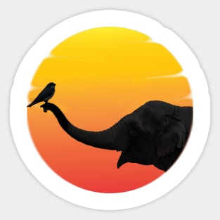 elephant and bird Sticker